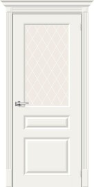 Дверь межкомнатная Скинни-15.1 Эмаль, Whitey, остекленная, white сrystal, скиновая