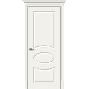 Дверь межкомнатная Скинни-20 Эмаль Whitey, без декора, глухая, без стекла, скиновая