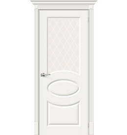 Дверь межкомнатная Скинни-21 Эмаль, Whitey, остекленная, white сrystal, скиновая