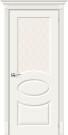 Дверь межкомнатная Скинни-21 Эмаль Whitey, без декора, остекленная, white сrystal, скиновая