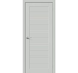 Дверь межкомнатная Браво-28 Эмалит Grey Matt, остекленная, magic fog, царговая