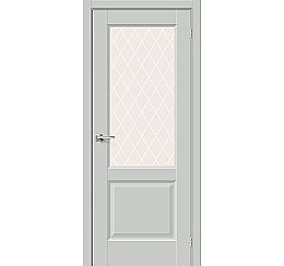 Дверь межкомнатная Неоклассик-33 Эмалит Grey Matt, остекленная, white сrystal, филенчатая