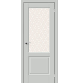 Дверь межкомнатная Неоклассик-33 Эмалит Grey Matt, остекленная, white сrystal, кромка нет, царговая