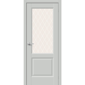 Дверь межкомнатная Неоклассик-33 Эмалит Grey Matt, остекленная, white сrystal, кромка нет, царговая