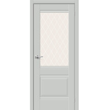 Дверь межкомнатная «Прима-3» Grey Matt остекление White Сrystal