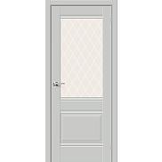 Дверь межкомнатная «Прима-3» Grey Matt остекление White Сrystal