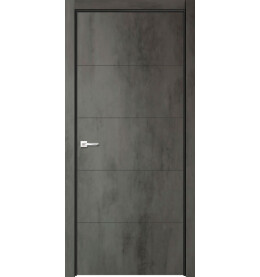 Дверь межкомнатная Севилья-21 Эмалит, Бетон тёмный, глухая, кромка алюминиевая в цвет полотна, каркасно-щитовая