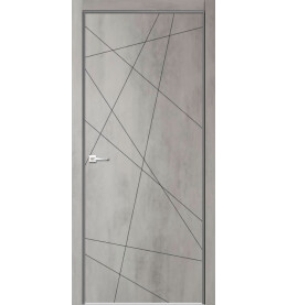 Дверь межкомнатная Севилья-26 Эмалит, Бетон светлый, глухая, кромка алюминиевая в цвет полотна, каркасно-щитовая