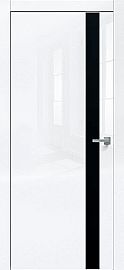 Дверь межкомнатная "Gloss-702" Белый глянец стекло Лакобель черный, кромка-чёрная матовая