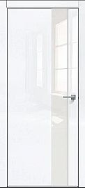 Дверь межкомнатная  "Gloss-703" Белый глянец стекло Лакобель белый, кромка-матовый хром
