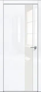 Дверь межкомнатная Gloss-703 кромка Матовый хром Глянец Белый глянец, глухая, кромка матовый хром, каркасно-щитовая