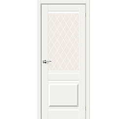 Дверь межкомнатная Прима-3 Хард Флекс White Mix, остекленная, white сrystal, кромка нет, царговая