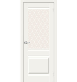 Дверь межкомнатная Прима-3 Хард Флекс White Mix, остекленная, white сrystal, кромка нет, царговая