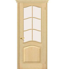 Дверь межкомнатная М7 Массив, Под покраску, остекленная, сатинат белый, филенчатая