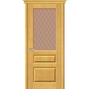 Дверь межкомнатная из Массива сосны «М5» Т-04 (Медовый) остекление художественное