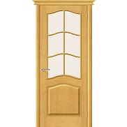 Дверь межкомнатная из Массива сосны «М7» Т-04 (Медовый) остекление художественное