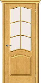 Дверь межкомнатная из Массива сосны «М7» Т-04 (Медовый) остекление художественное
