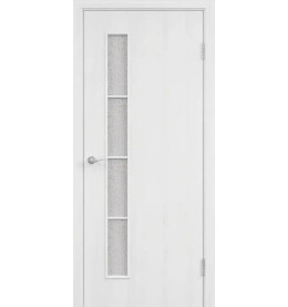 Дверь межкомнатная Тип С-14 Финиш Флекс, Ламинированные, Белый, остекленная, сатинат белый, каркасно-щитовая