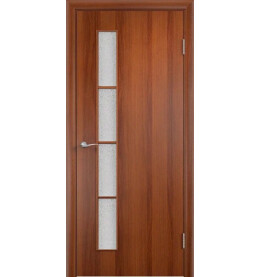 Дверь межкомнатная Тип С-14 Финиш Флекс, Ламинированные, Итальянский орех, остекленная, сатинат белый, каркасно-щитовая
