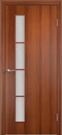 Дверь межкомнатная Тип С-14 Ламинированные Итальянский орех, остекленная, сатинат белый, кромка обычная, каркасно-щитовая