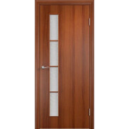 Дверь межкомнатная Тип С-14 Финиш Флекс, Ламинированные, Итальянский орех, остекленная, сатинат белый, каркасно-щитовая