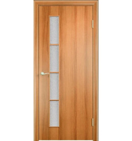 Дверь межкомнатная Тип С-14 Финиш Флекс, Ламинированные, Миланский орех, остекленная, сатинат белый, каркасно-щитовая