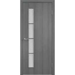 Дверь межкомнатная Тип С-14 Ламинированные Серый, остекленная, сатинат белый, кромка обычная, каркасно-щитовая