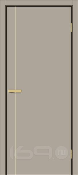 Дверь межкомнатная Браво-0.10.П (SG:P3) ПЭТ Clay Silk, золотые матовые вставки, глухая, каркасно-щитовая