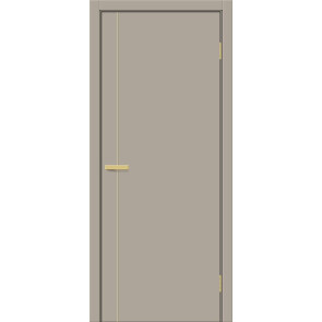 Дверь межкомнатная Браво-0.10.П (SG:P3) ПЭТ Clay Silk, золотые матовые вставки, глухая, каркасно-щитовая