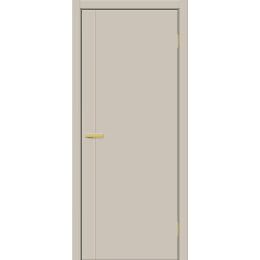 Дверь межкомнатная Браво-0.10.П (SG:P3) ПЭТ Cream Silk, глухая, декор золотые матовые вставки, кромка обычная, каркасно-щитовая