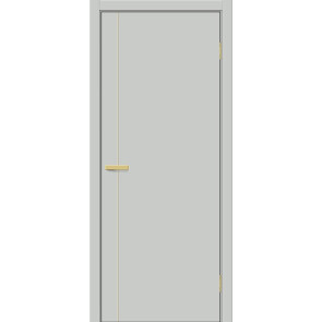 Дверь межкомнатная Браво-0.10.П (SG:P3) ПЭТ Grey Silk, золотые матовые вставки, глухая, каркасно-щитовая
