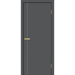 Дверь межкомнатная Браво-0.10.П (SG:P3) ПЭТ Stormy Silk, золотые матовые вставки, глухая, каркасно-щитовая