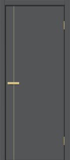Дверь межкомнатная Браво-0.10.П (SG:P3) ПЭТ Stormy Silk, золотые матовые вставки, глухая, каркасно-щитовая