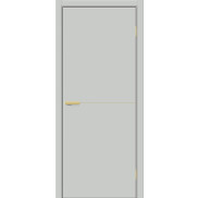 Дверь межкомнатная Браво-0.21.П (SG:P3) ПЭТ Grey Silk, золотые матовые вставки, глухая, каркасно-щитовая