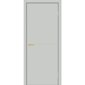 Дверь межкомнатная Браво-0.21.П (SG:P3) ПЭТ Grey Silk, золотые матовые вставки, глухая, каркасно-щитовая