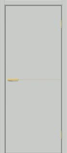 Дверь межкомнатная Браво-0.21.П (SG:P3) ПЭТ Grey Silk, золотые матовые вставки, глухая, каркасно-щитовая