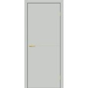 Дверь межкомнатная Браво-0.21.П (SG:P3) ПЭТ Grey Silk, золотые матовые вставки, глухая, каркасно-щитовая