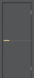 Дверь межкомнатная Браво-0.21.П (SG:P3) ПЭТ Stormy Silk, золотые матовые вставки, глухая, каркасно-щитовая