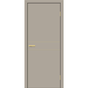 Дверь межкомнатная Браво-0.24.П (SG:P3) ПЭТ Clay Silk, золотые матовые вставки, глухая, каркасно-щитовая