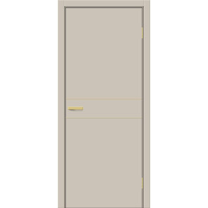 Дверь межкомнатная Браво-0.24.П (SG:P3) ПЭТ Cream Silk, золотые матовые вставки, глухая, каркасно-щитовая