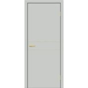 Дверь межкомнатная Браво-0.24.П (SG:P3) ПЭТ Grey Silk, золотые матовые вставки, глухая, каркасно-щитовая