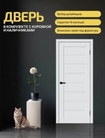 Дверь межкомнатная Браво-20 ПЭТ White Silk, глухая, царговая