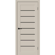 Дверь межкомнатная Браво-22 ПЭТ Cream Silk, black shine, остекленная, black shine, царговая