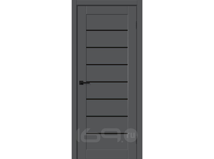 Дверь межкомнатная Браво-22 ПЭТ, Stormy Silk, остекленная, black shine, царговая