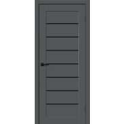 Дверь межкомнатная Браво-22 ПЭТ Stormy Silk, black shine, остекленная, black shine, царговая