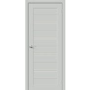 Дверь межкомнатная Браво-28 ПЭТ Grey Silk, остекленная, magic fog, кромка нет, царговая