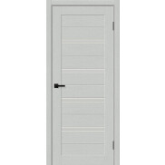 Дверь межкомнатная Браво-28/2 (GS) ПЭТ Grey Silkwood, остекленная, декор grey silk, magic fog, царговая