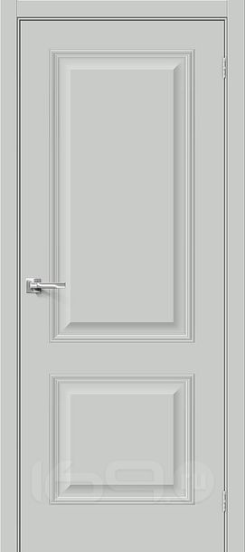 Дверь межкомнатная Классик-12 ПЭТ Grey Silk, глухая, без кромки, царговая