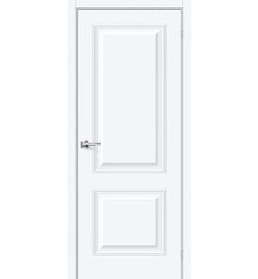 Дверь межкомнатная Классик-12 ПЭТ White Silk, глухая, без кромки, царговая