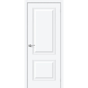 Дверь межкомнатная Классик-12 ПЭТ, White Silk, глухая, царговая